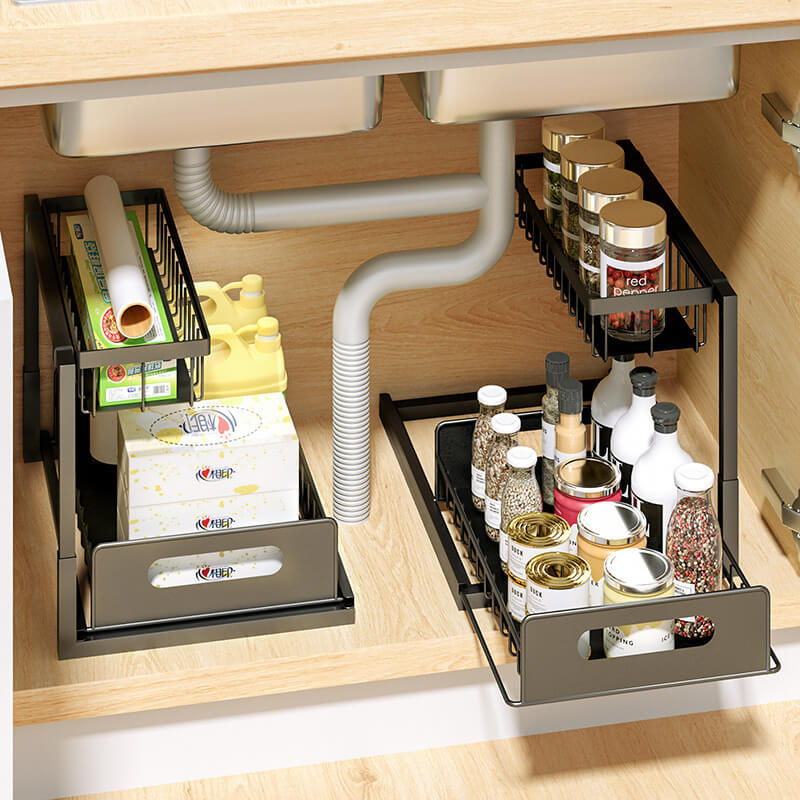 SlideNest™ 2-Tier Kitchen Pull-Out Storage Rack