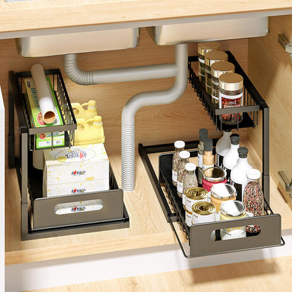 SlideNest™ 2-Tier Kitchen Pull-Out Storage Rack