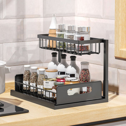 SlideNest™ 2-Tier Kitchen Pull-Out Storage Rack