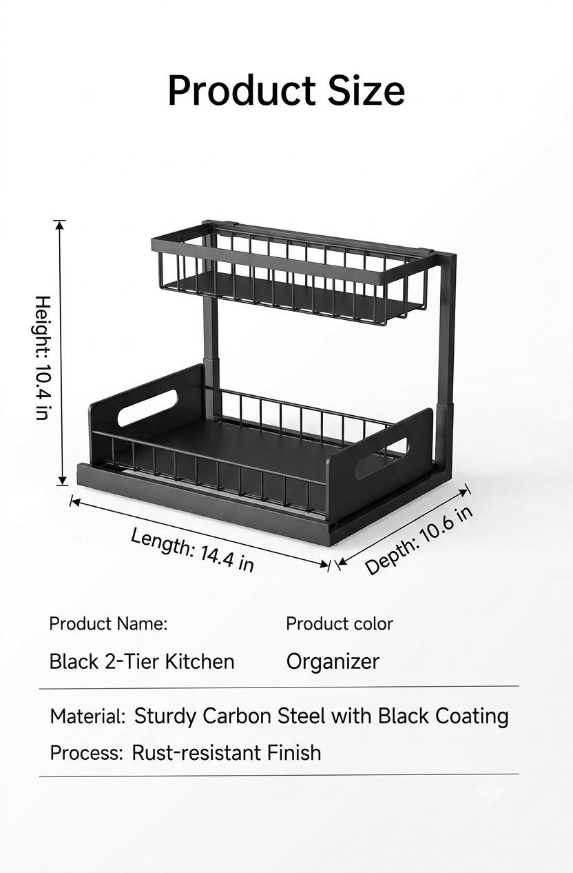 SlideNest™ 2-Tier Kitchen Pull-Out Storage Rack