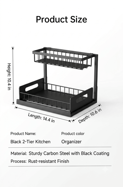SlideNest™ 2-Tier Kitchen Pull-Out Storage Rack