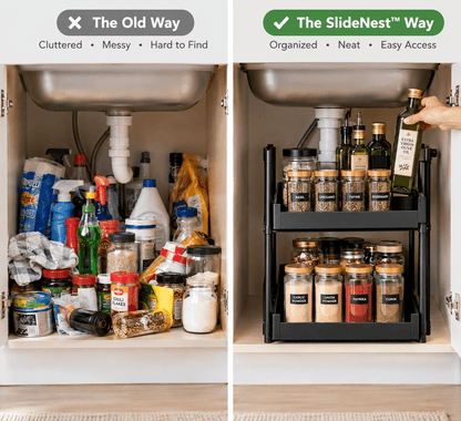SlideNest™ 2-Tier Kitchen Pull-Out Storage Rack